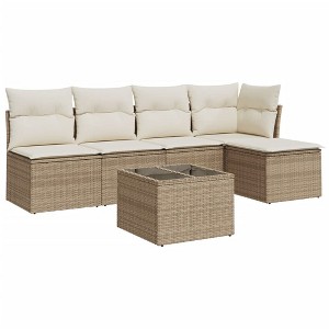 vidaXL Garden Sofa Set Beige PE Rattan Large Modular Garden Sofa Set - 1 of 4