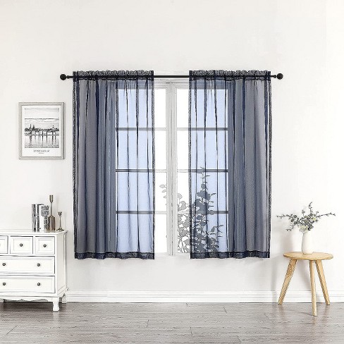 Navy blue sheer deals curtains