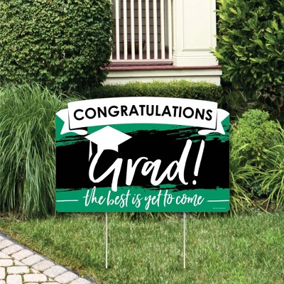 Big Dot of Happiness Green Grad - Best is Yet to Come - Green Graduation Party Yard Sign Lawn Decorations - Congratulations Party Yardy Sign