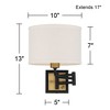 360 Lighting Joelle Modern Swing Arm Wall Lamp Brass Black Plug-in Light Fixture Fabric Drum Shade for Bedroom Bedside Living Room Reading Home House - 4 of 4