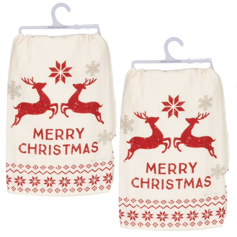 28.0 Inch Christmas Reindeer Kitchen Towe Snowflakes Kitchen Towel, 2 of 4