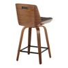 24" Mid-Century Modern Fixed-Height Counter Stool with Swivel in Wood and Fabric, Square Chrome Footrest, Set of 2 - 4 of 4
