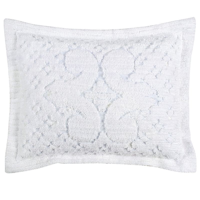 Standard Ashton Collection 100% Cotton Tufted Unique Luxurious Medallion Design Pillow Shams White - Better Trends, 1 of 5