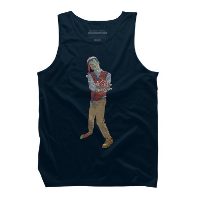 Men's Design By Humans Christmas Zombie By Ayota Tank Top
