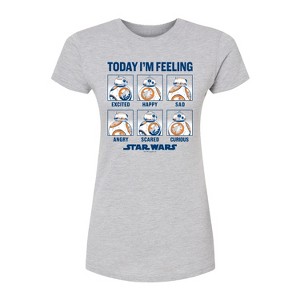 Women's Star Wars: The Force Awakens BB8 Moods Fitted Graphic T-Shirt - Heather Grey - Large - 1 of 2
