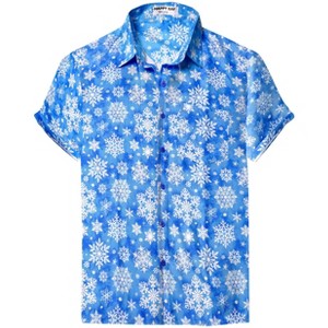 LA LEELA Men's Holiday Beach Holiday Short Sleeve Santa Claus Party Hawaii Holiday Shirt Hawaiian Christmas Tree Shirts for Men - 1 of 4