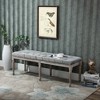 HOMCOM Sitting Bench Tufted Upholstered Fabric Ottoman with Rubberwood Legs for Living Room, Bedroom, Hallway, Grey - 3 of 4