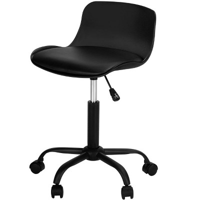 NicBex Leather Adjustable Height Home Office Desk Chairs with Universal Wheels for Work Study Vanity,Black