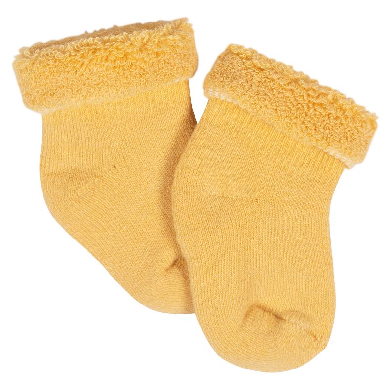 Gerber Baby Girls' 12-Pack Terry Wiggle Proof® Socks Golden Floral, 3 of 10