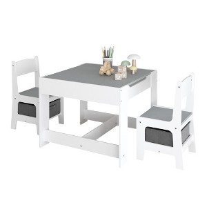 Yinvani White Wooden Kids Table and Chair Set - 1 of 4
