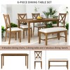 6-Piece Dining Table Set with Rectangular Wooden Table, 4 Upholstered Chairs and Bench, Solid Wood Frame for Kitchen and Dining Room - 4 of 4
