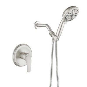 Cobbe Single Handle Wall Mount 10 Settings ABS Shower Hand Shower with 59-Inch Stainless Steel Shower Hose and Valve Brushed Nickel - 1 of 4