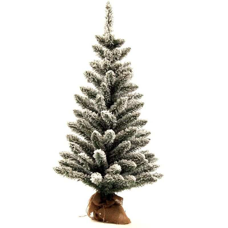 King of Christmas 3' King Flock Artificial Christmas Tabletop Tree with 50 Warm White LED Lights, 5 of 6