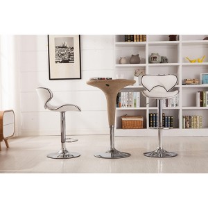 CAVINAS Adjustable Swivel Bar Stools, Modern Luxurious Kitchen Chairs with Footrest, Stylish Bar Chairs with Chrome Base, Set of 2 - 1 of 4