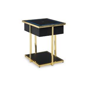 Signature Design by Ashley Rexwell Smart Accent Table with Bluetooth Speaker & Wireless Charging, Black & Gold Finish - 1 of 4