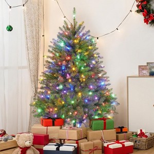 Artificial Christmas Tree Prelit, PVC Xmas Tree with 638 Branch Tips, 200 Dual-Color LED Lights & Foldable Base, for Christmas Decorations - 1 of 4