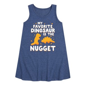 Girls' - Instant Message - My Favorite Dinosaur is the Nugget Graphic Sleeveless Aline Dress - 1 of 4