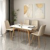 Set of 4 Dining Chairs Linen Seat Padded Home Kitchen Side Chair Set Metal Legs - Beige - 3 of 4