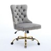 TiramisuBest Modern Gray Velvet Office Chair with Golden Base - Wide Seat, Tufted Buttons, Triple Cushion - 4 of 4