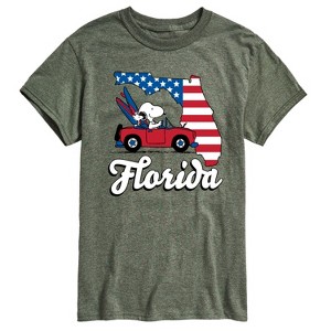 Men's - Peanuts - American Flag Florida Snoopy Woodstock Short Sleeve Graphic T-Shirt - 1 of 4