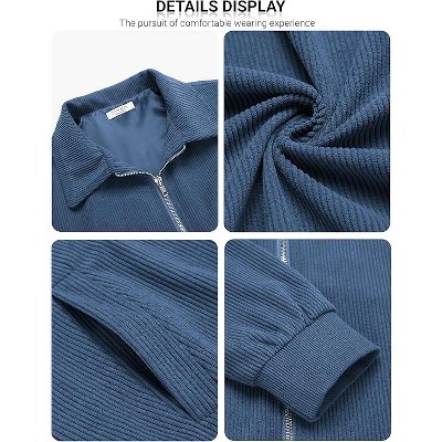 COOFANDY Men's Casual Corduroy Jacket Lightweight Zip Up Vintage Jacket Collared Bomber Jacket Light Brown S — фото 5