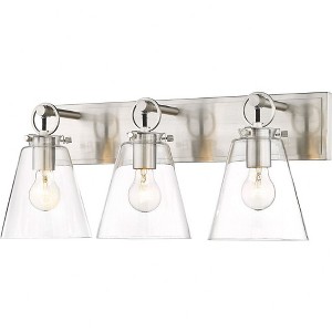 Harper 3-Light Vanity Bath Light - Dimmable Glass Shades, Brushed Nickel, 23" Wide - 1 of 4