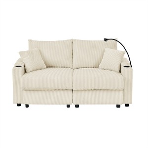 GDFStudio Ingrid Modern Corduroy 73" Loveseat with Cup Holders,Mobile Phone Holder and Armrest Storage - 1 of 4