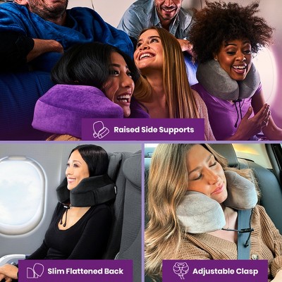 Midnight Black Memory Foam Velour Travel Neck Pillow