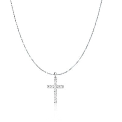 Donatello Gian Sterling Silver Crystal Cross Necklace