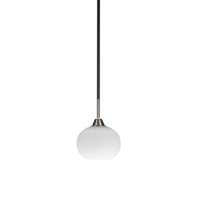 Toltec Lighting Paramount 1 - Light Pendant in  Matte Black/Brushed Nickel with 7" White Muslin Shade