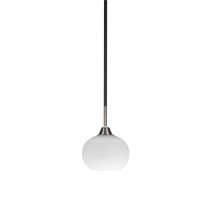 Toltec Lighting Paramount 1 - Light Pendant in  Matte Black/Brushed Nickel with 7" White Muslin Shade - 1 of 1