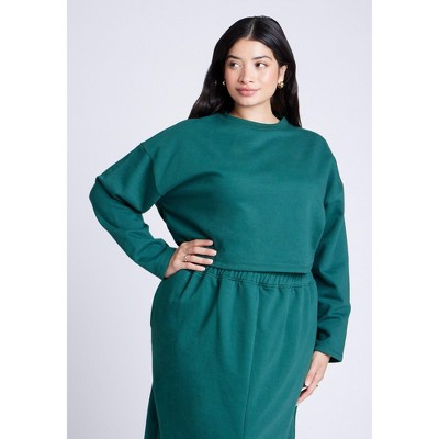 ELOQUII Women's Plus Size Oversized Cropped Sweatshirt