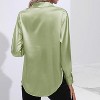 Women's Long Sleeve Shirt Casual Lapel Collar Button Down Blouse - 4 of 4