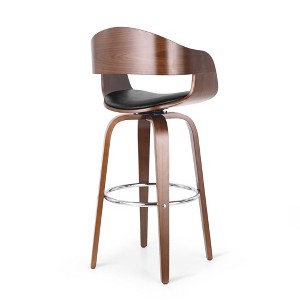 DSVIMOY Counter and Bar Stool Swivel Mid Century Modern Design with Walnut Frame and Footrest for Bar, Black, 28.5"*21.25"*16.75" - 1 of 4