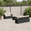vidaXL Patio Sofa Set with Cushions Outdoor Furniture 6 Piece Poly Rattan - Black and Cream - 2 of 4