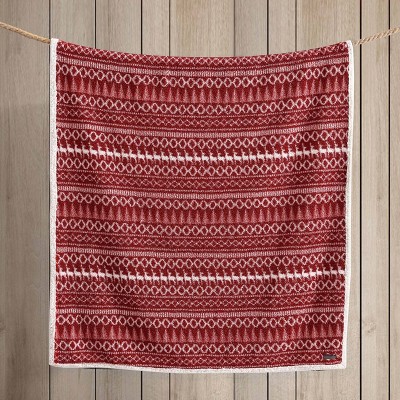 Red and White Reversible Sherpa Throw Blanket