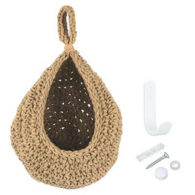Unique Bargains Kitchen Hanging Garlic Potato Vegetable Fruit Teardrop Decor Hand-Woven Baskets