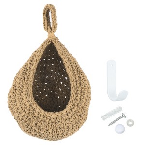 Unique Bargains Kitchen Hanging Garlic Potato Vegetable Fruit Teardrop Decor Hand-Woven Baskets - 1 of 4