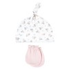 Hudson Baby Infant Girls Cotton Cap and Scratch Mitten Set, Pink Gray Floral, 0-6 Months - 3 of 4