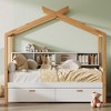 Whisen Wooden Full Size House Bed and Original Wood Colored Frame with Drawer, Desk and Bookshelf - 3 of 4