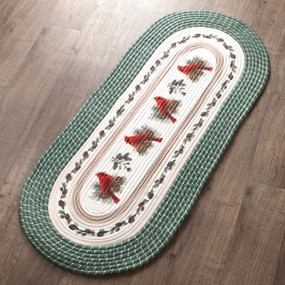 1'8"x4' Oval Tufted Plaid Runner Multicolored,Red - The Lakeside Collection
