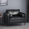 APRILSOUL Black Faux Leather Club Chair, Espresso Birch Wood Legs, Sophisticated Home Comfort - 2 of 4