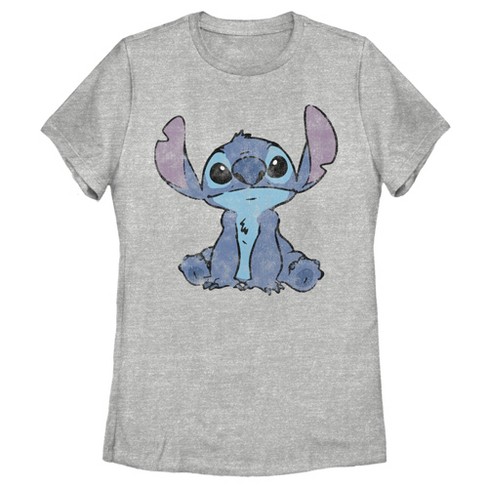 Women's Lilo & Stitch Distressed And Fluffy T-shirt - Athletic Heather ...