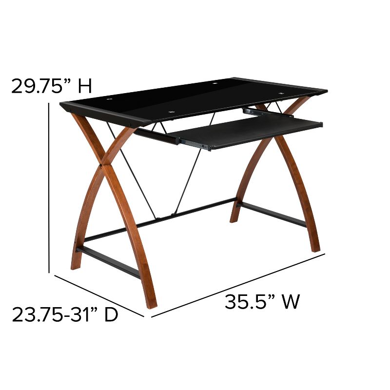 Emma and Oliver Glass Computer Desk-Pull-Out Keyboard Tray & Crisscross Frame, 5 of 12