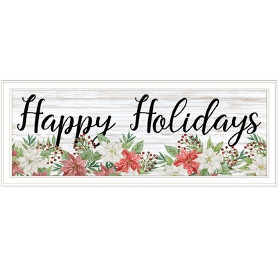 HomeRoots Happy Holiday White Framed Print Wall Art