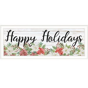 HomeRoots Happy Holiday White Framed Print Wall Art - 1 of 4