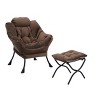 Okak Accent Chair Cotton Fabric Lazy Chair with Upholstered Side Pocket Armchair Leisure Sofa Chair with Steel Frame - 4 of 4