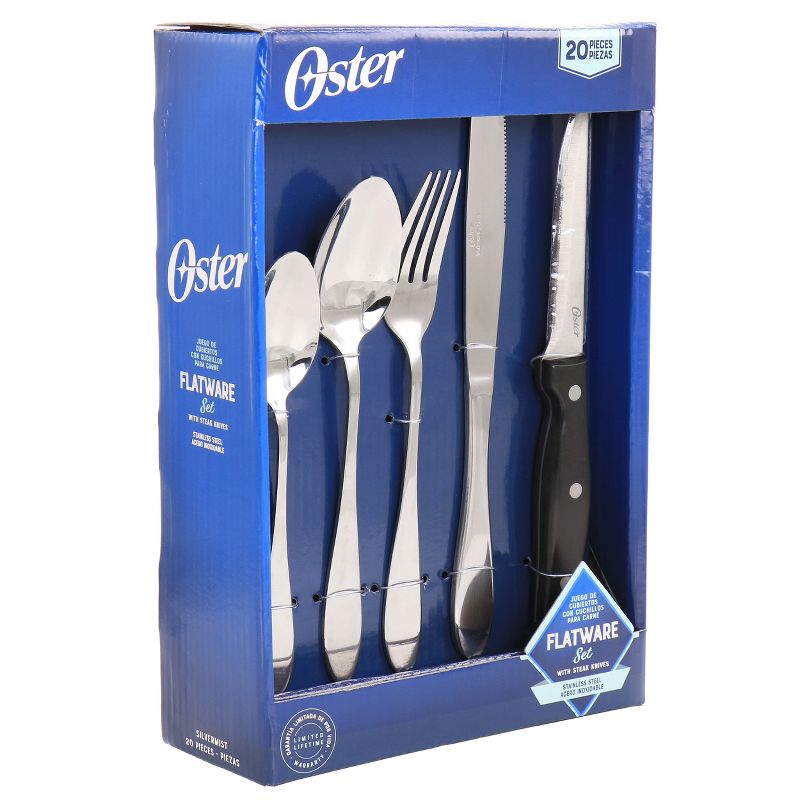 Oster Silvermist 20 Piece Stainless Steel Flatware Set with Steak Knives, 1 of 9
