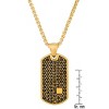 Steeltime 24" Men's 18k gold plated stainless steel and simulated black diamonds dog tag pendant - 3 of 4