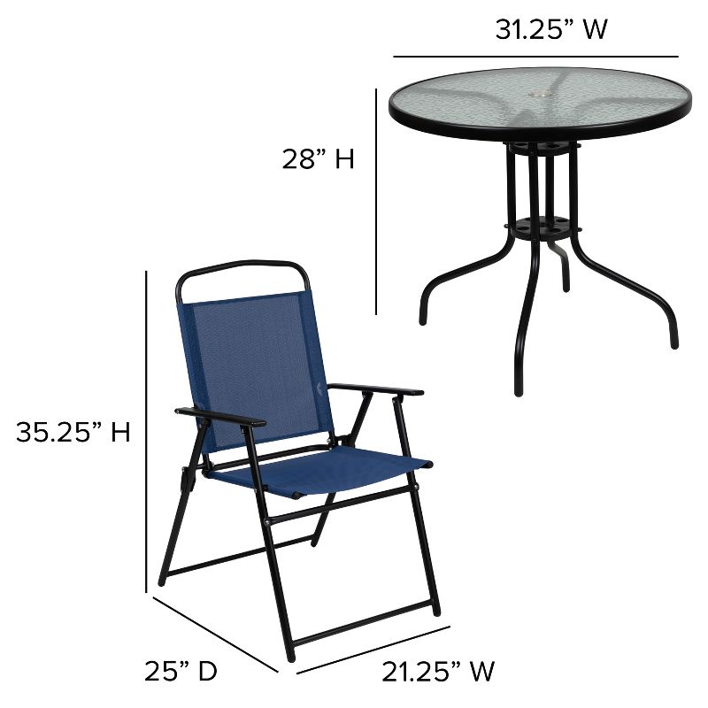 Flash Furniture Nantucket 6 Piece Patio Garden Set with Table, Umbrella and 4 Folding Chairs, 6 of 13